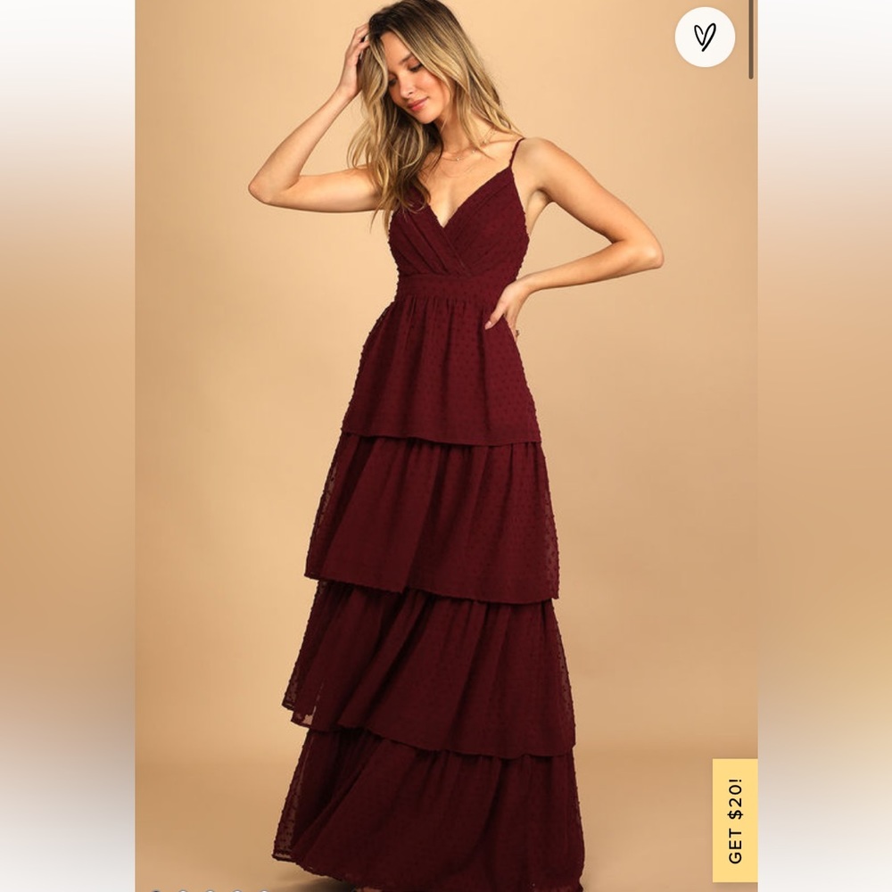 Stunning burgundy tiered dress! New with tags!!
